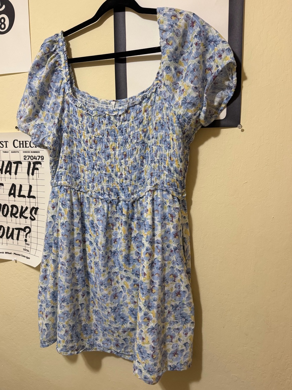 American Eagle Outfitters Blue Floral Babydoll Dress